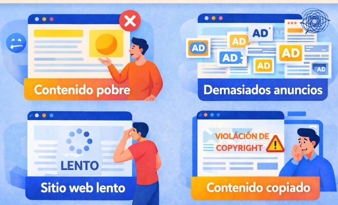 Errores comunes al crear una página web para monetizar con AdSense (y cómo evitarlos)